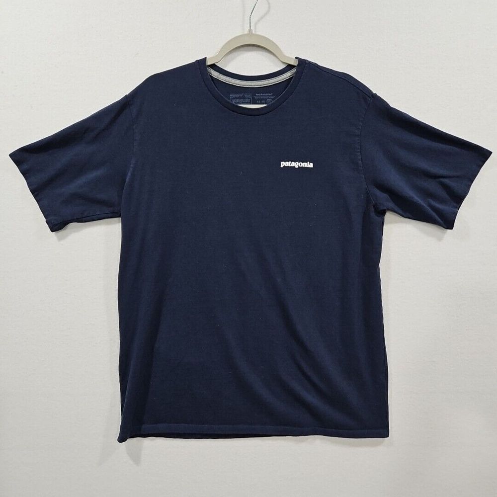 Patagonia Responsibili-Tee Classic Logo Shirt Outdoors Hiking Blue Mens‎ Large